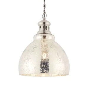 Image of Darna LED 1 Light Pendant Bright Nickel, Mercury Glass, E27