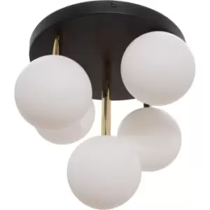 Image of Ali Cluster Globe Ceiling Light, Black, Gold, 5x G9