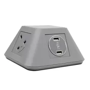 Image of Inca on-surface power module 2 x UK sockets and 2 x twin USB fast charge - grey