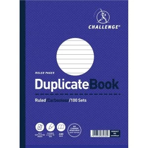 Image of Challenge 248mm x 187mm 100 Sheets Side Taped Ruled Perforated Duplicate Book Blue