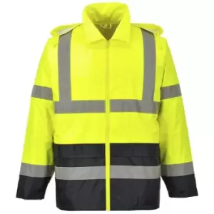 Image of Portwest - H443YBRL - sz L Hi-Vis Classic Contrast Rain Jacket - Yellow/Blue - Yellow/Blue