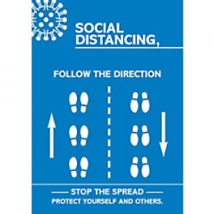 Image of Seco Health & Safety Poster Social distancing - follow the direction Semi-Rigid Plastic 29.7 x 42 cm