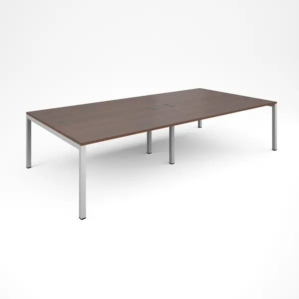 Image of Connex Double Back to Back Office Desk - 3200mm x 1600mm - White - Walnut