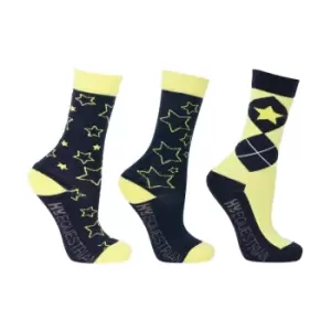 Image of Hy Childrens/Kids Stella Socks Set (Pack of 3) (8 UK Child-12 UK Child) (Navy/Yellow)