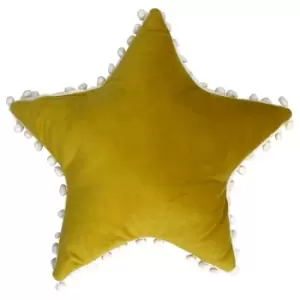 Image of Star Pom Pom Kids Cushion Yellow/White
