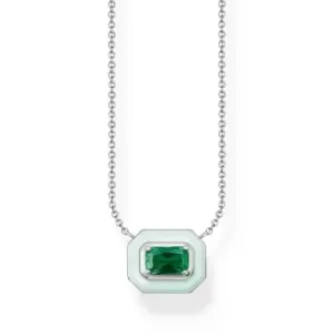 Image of THOMAS SABO Silver Pastel & Emerald Green Octagon Necklace