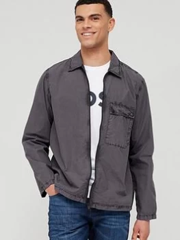 Image of BOSS Lool Zip Overshirt - Dark Grey, Size L, Men