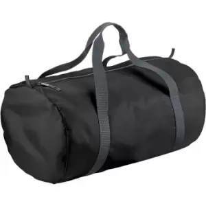 Image of Packaway Barrel Bag / Duffle Water Resistant Travel Bag (32 Litres) (Pack of 2) (One Size) (Black) - Bagbase