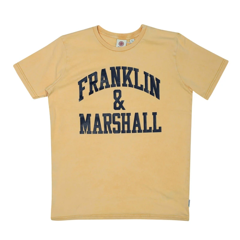 Image of Franklin and Marshall Vintage Arch T-Shirt - Gold Gold 9 - 10 Years