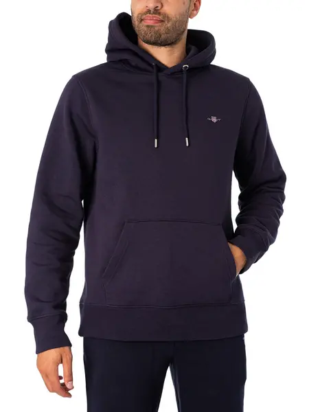 Image of Gant Regular Pullover Hoodie Evening Blue XXL