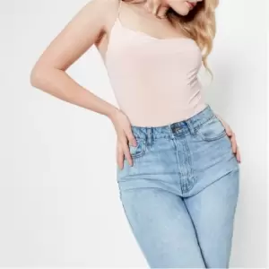 Image of I Saw It First Slinky Cowl Neck Bodysuit - Nude