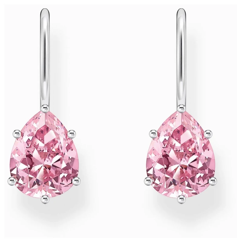 Image of Essentials Sterling Silver Drop-Shaped Pink Zirconia Earrings H2290-051-9