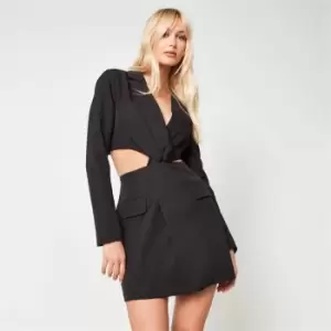 Image of Missguided Twist Front Cut Out Blazer Dress - Black