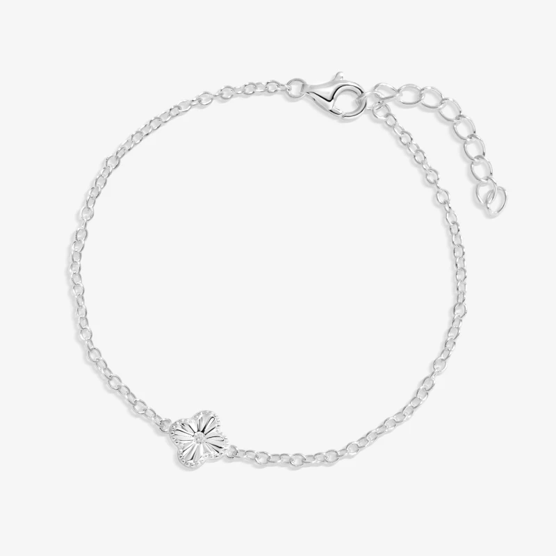 Image of Simply Silver Sterling Silver 925 Polished Clover Bracelet Jewellery Sets One Size Silver 72229411000