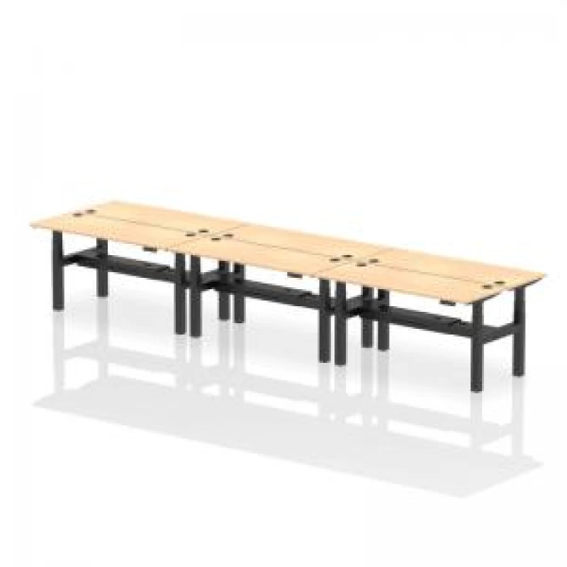 Image of Air Back-to-Back 1600 x 600mm Height Adjustable 6 Person Bench Desk DYNHA02262