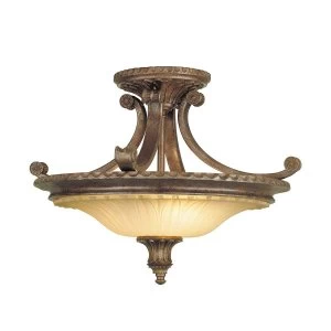Image of 2 Light Semi Flush Ceiling Light British Bronze, E27