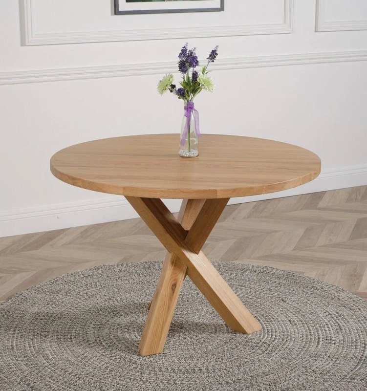 Image of Thats Furniture Oregon 110cm Round Solid Oak Dining Table in Light Oak Light Oak Unisex