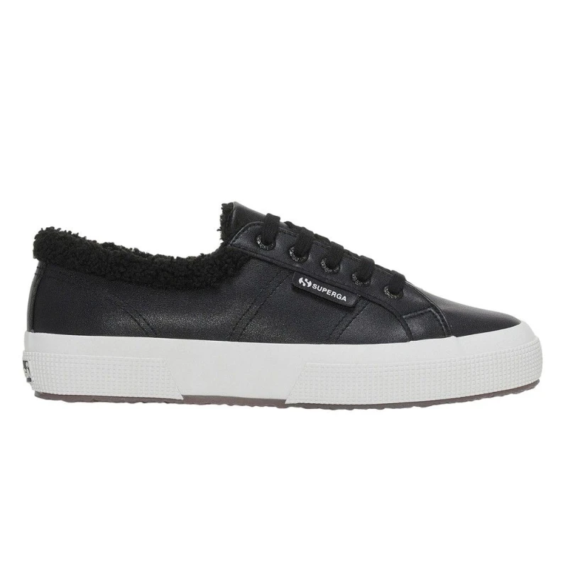 Image of Superga Mens 2750 Vegan Leather Trainers in Black Size: 4 Black Male 4