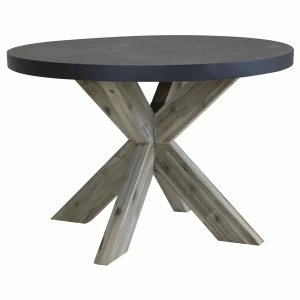 Image of Charles Bentley Fibre Cement and Acacia Wood Round Dining Table