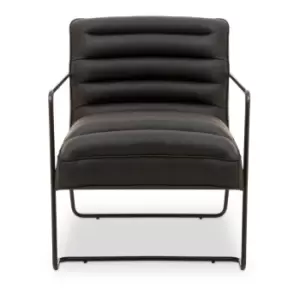 Image of Interiors by PH Industrial Faux Leather Pleat Stitch Armchair Black