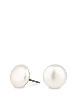 Image of Jon Richard Jon Richard 10Mm Button Created Pearl Stud Earring, White, Women