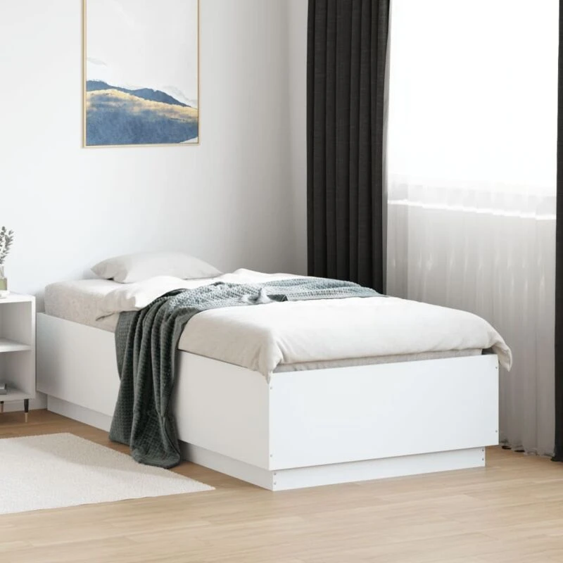 Image of VIDAXL Bed Frame with LED without Mattress White 90x190cm Single Vidaxl 8721012273955