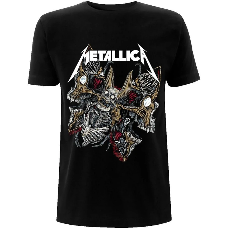 Image of Metallica Mens Skull Moth T-Shirt in Black Size: Medium Black Male M