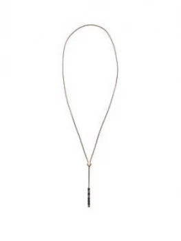 Image of Skagen Rose Gold Tone And Grey Beaded Detail Ladies Necklace