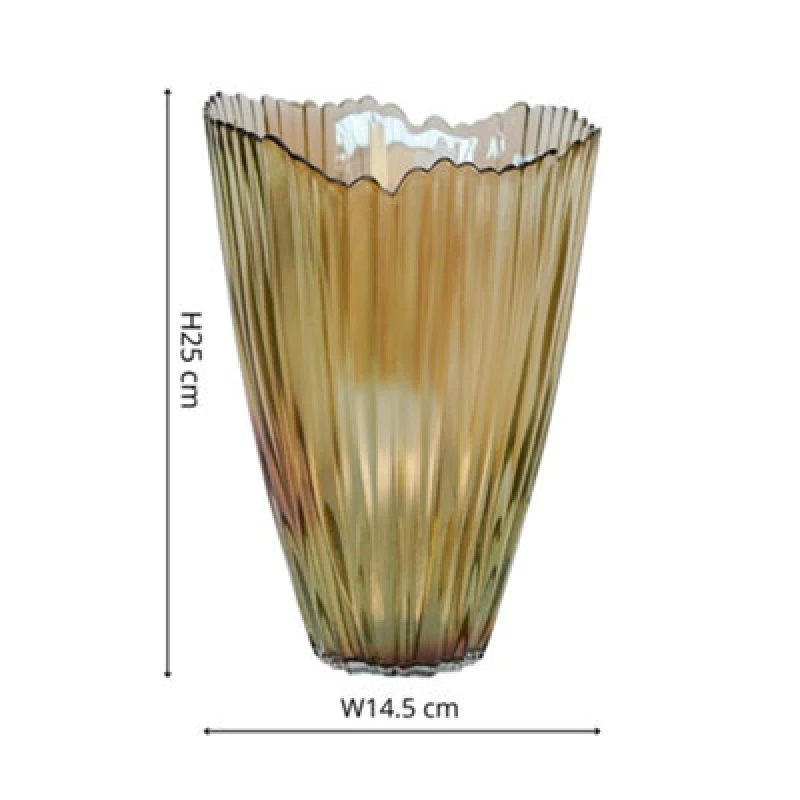 Image of Ivyline Mocha Rippled Glass Vase H25Cm W14.5Cm Beige