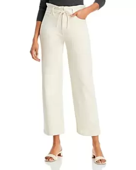 Image of Paige Carly Tie Waist High Rise Wide Leg Jeans in Warm Ecru
