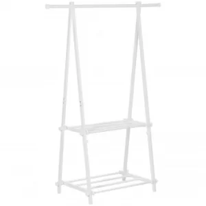 Image of HOMCOM Steel Freestanding Clothes Rail w/ 2 Shelves White