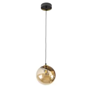 Image of Dark Globe Pendant Ceiling Light Black, Brass, Amber, G9