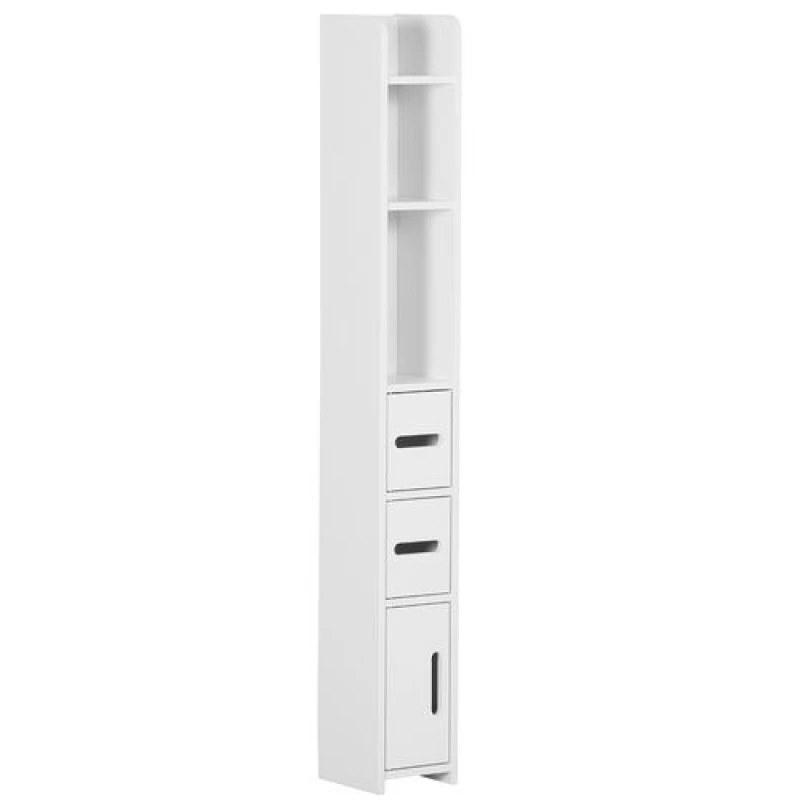 Image of KLEANKIN kleankin Freestanding Bathroom Cabinet w/ Open Shelves 3 Cupboards White 5056725561628