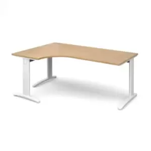 Image of Office Desk Left Hand Corner Desk 1800mm Oak Top With White Frame 1200mm Depth TR10 TDEL18WO