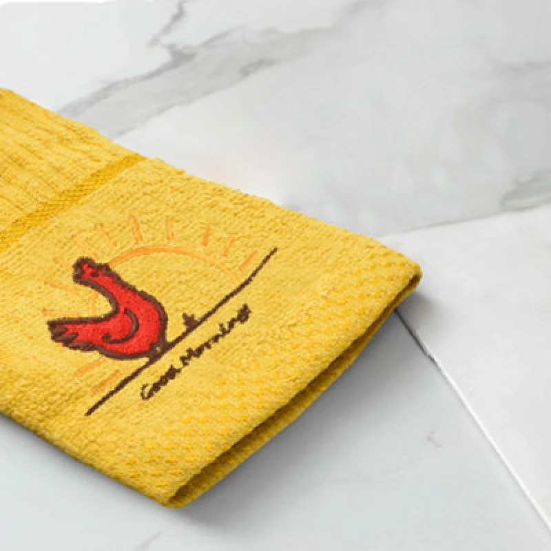 Image of Kitchen Trends Embroidered Chicken Easy Care Tea Towels, Pack of 3 in Bright Yellow Size: 3 Pack Bright Yellow Unisex 3 Pack