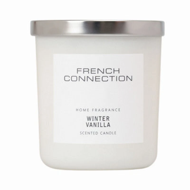 Image of French Connection French Connection Winter Vanilla Scented Candle Luxury Gift in White Size: Medium White Medium Unisex 5056791600795