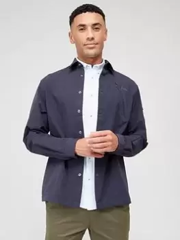 Image of BOSS Balzo_x Relaxed Fit Overshirt - Navy , Dark Blue, Size XL, Men