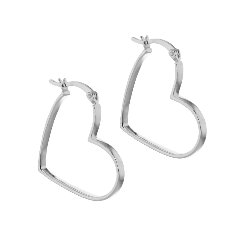 Image of Be You Sterling Silver Heart Hoop Earrings Sterling Silver female One Size