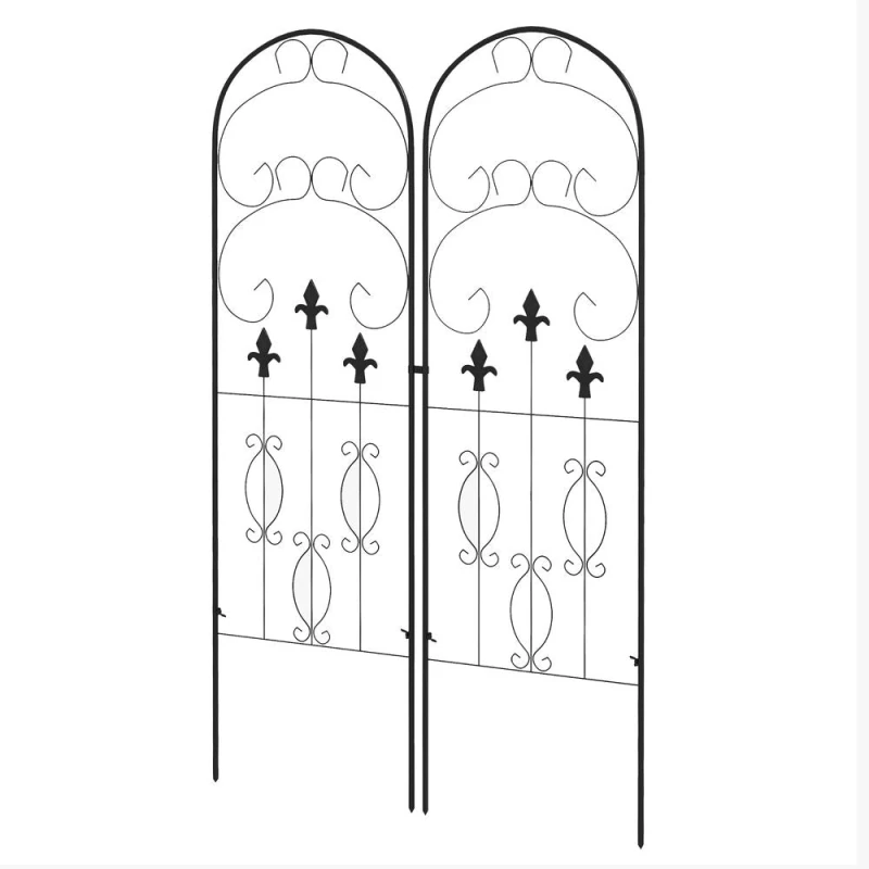 Image of Outsunny 2pk Scrolls Design Metal Trellis, Black 84H-056V00BK