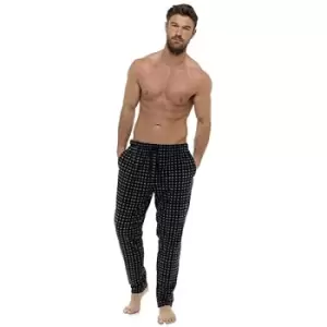 Image of Foxbury Mens Check Fleece Lounge Pants (L) (Black)