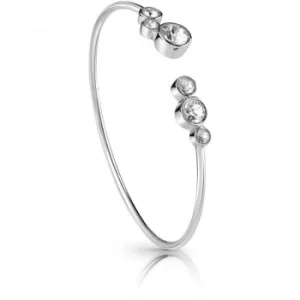 Image of GUESS rhodium plated flexi-bangle with Swarovski crystals.