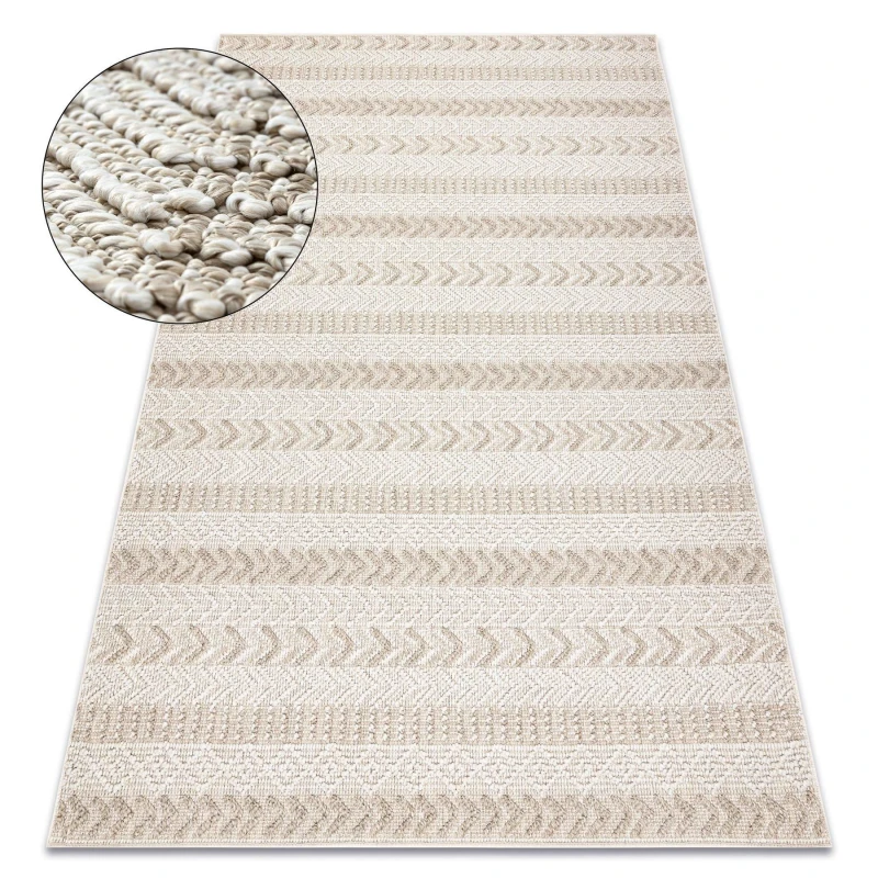Image of RugsX Carpet Jersey 19243 Beige - Chevron, Structural, Loop Boho 120X170 Cm