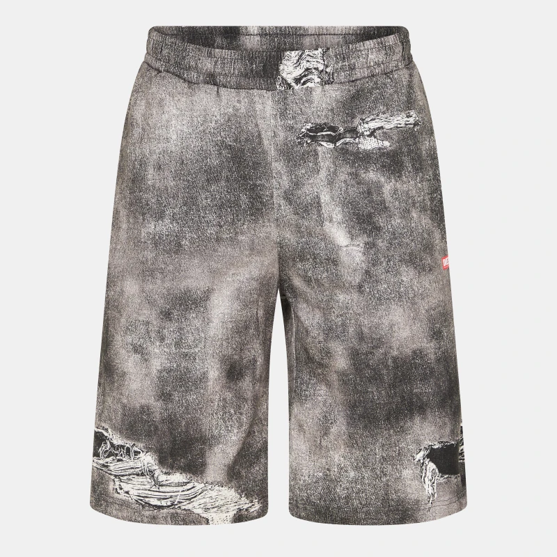 Image of Diesel Mens Fleece Jogger Shorts Black/Grey Denm male S