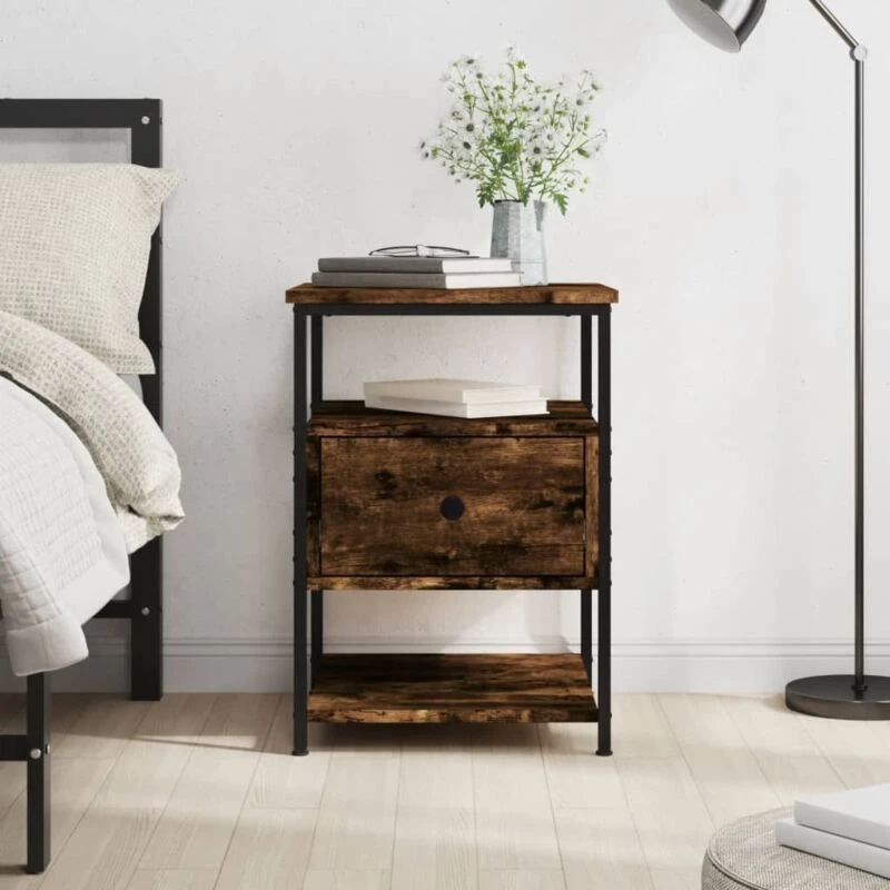 Image of VIDAXL Bedside Cabinet Smoked Oak 40x42x56cm Engineered Wood Vidaxl 8720845939861