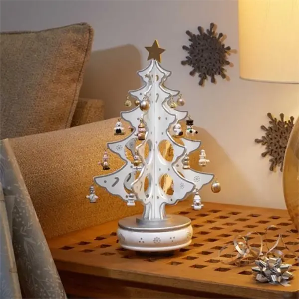 Image of Three Kings Musical! Spinning! DecoTree -Silver & White