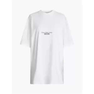 Image of Calvin Klein Jeans Motion Floral Aw T-Shirt Dress - White