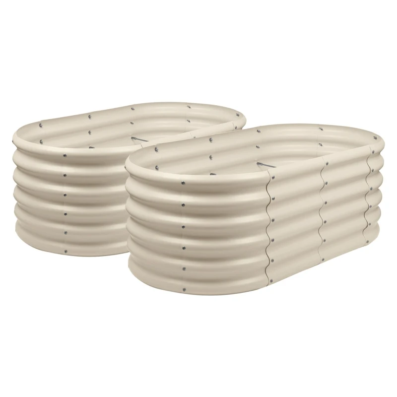 Image of Harbour Housewares Rounded Raised Garden Beds - 120cm x 60cm x 45cm - Pack of 2 in Beige Size: 120cm x 60cm x 45cm Beige Unisex 120cm x 60cm x