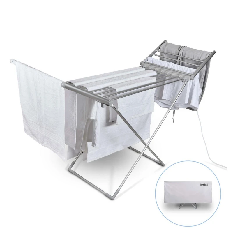Image of Tower T25003 Heated Winged Airer with Cover Silver