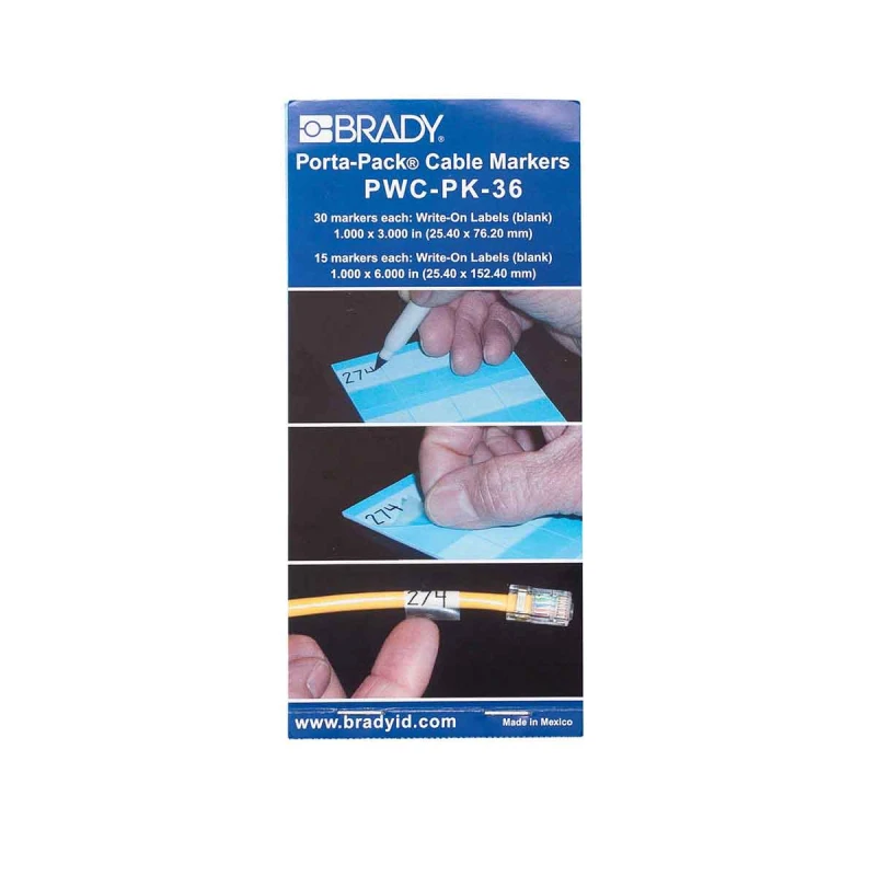 Image of Brady PWC-PK-36 cable marker Transparent. White Vinyl 45 pc(s)
