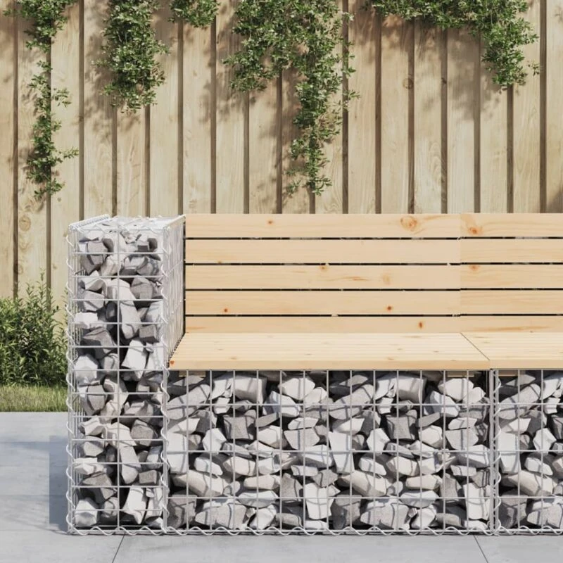 Image of vidaXL Garden Bench Gabion Design 92x71x65.5cm Solid Wood Pine, Brown 834380